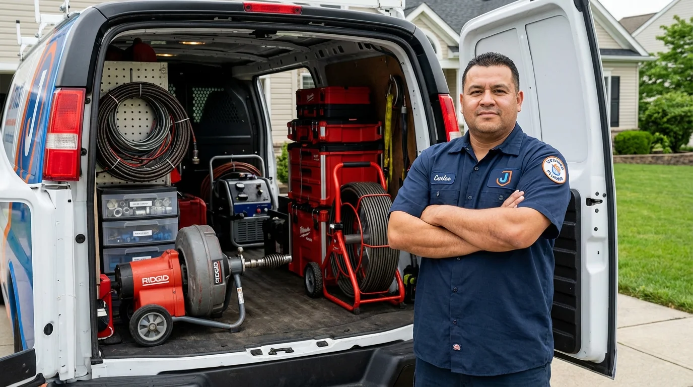 Professional drain cleaning equipment and Johns Plumbing LLC plumber in Shokan