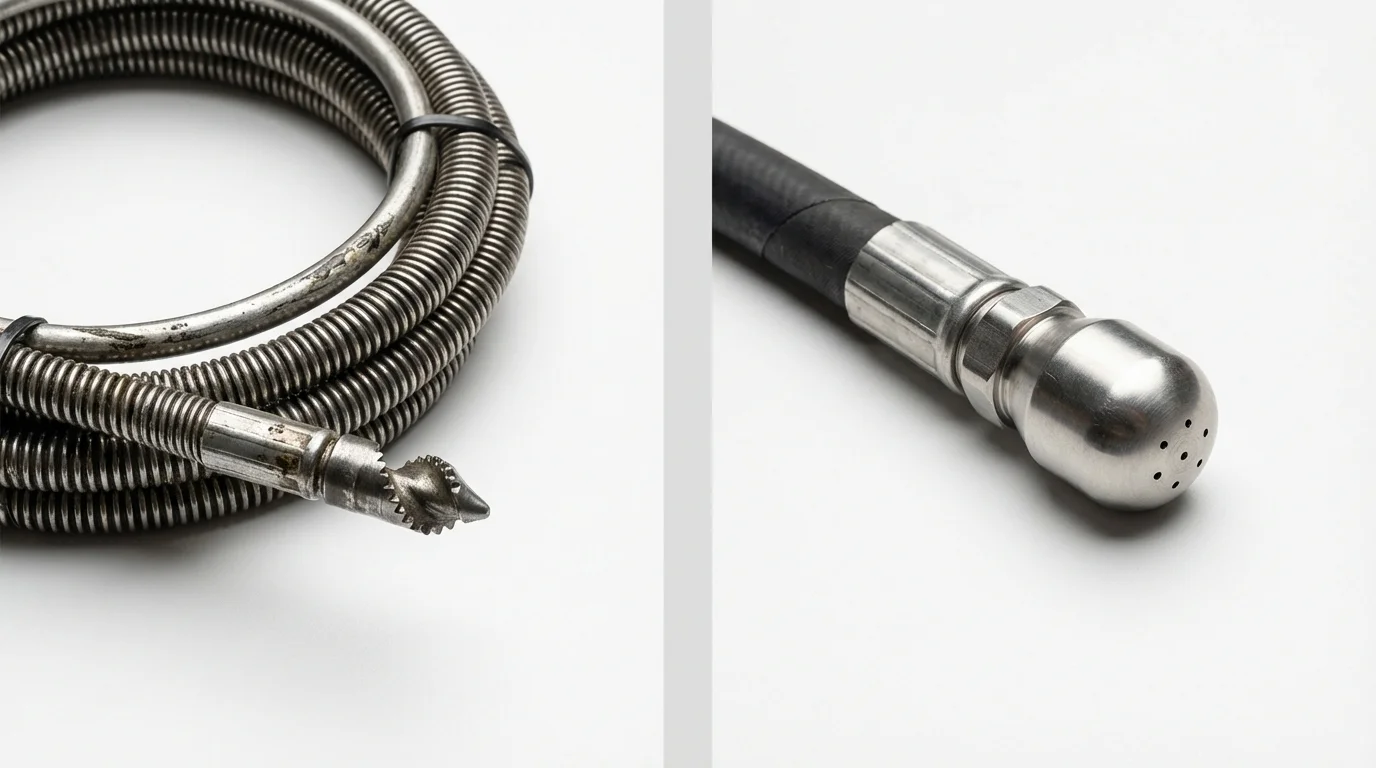 Drain snake cable and hydro jetting nozzle used for drain cleaning in Shokan, NY