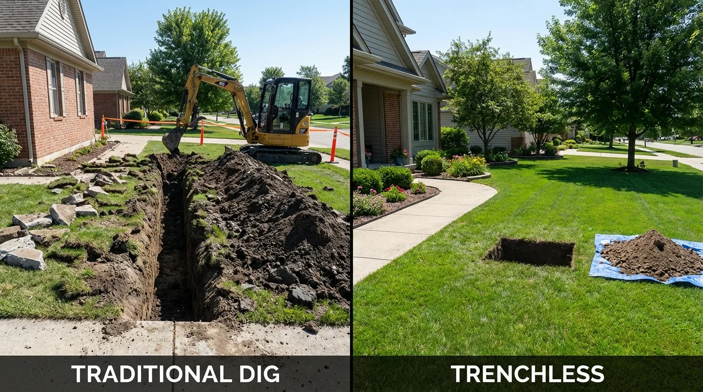 Trenchless sewer repair with minimal yard damage versus traditional excavation in Shokan, NY